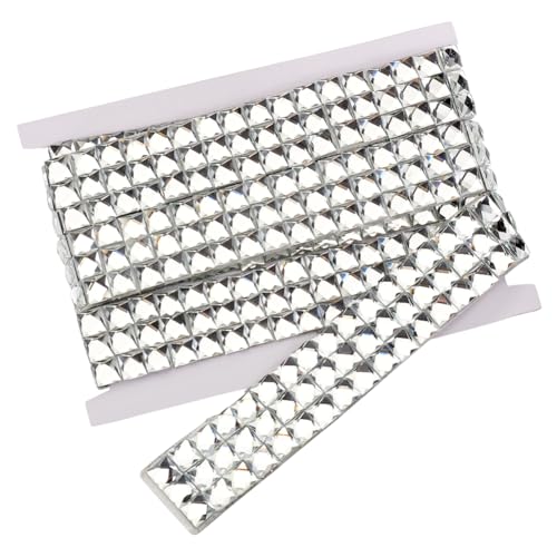 BENECREAT 540 Stück 10mm Silberne Facettierte Diamant-Aufkleber, Drei Streifen Glas-Strassband Selbstklebende Glas-Strasssteinfliesen Für DIY-Dekorationshandwerk, 3.5 mm Dick von BENECREAT