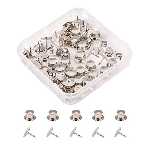 BENECREAT 60 STÜCKE Pins Rückenlehnen mit Tie Tacks Blank Pins Locking Verschluss Pin Keepers Rücken Ersatz mit Aufbewahrungskoffer für DIY Schmuckherstellung-Platin von BENECREAT