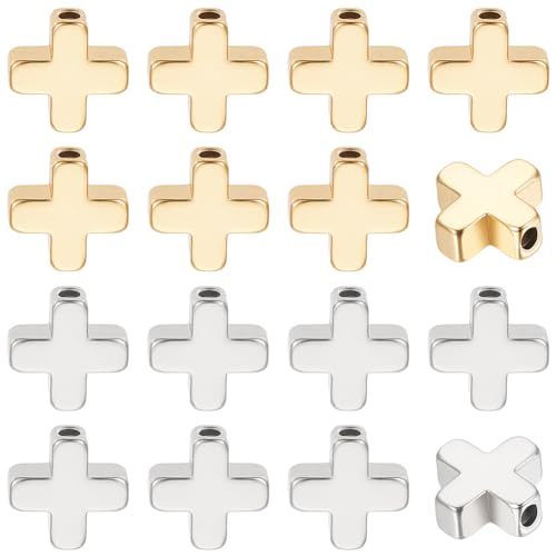 BENECREAT 60Pcs 18K Gold plattiert & Platin plattiert Kreuz Spacer Bead, Messing Kruzifix Perlen Metall lose Spacer Perlen Schmuck Findings für Ohrring Armband Halskette Schmuck machen von BENECREAT