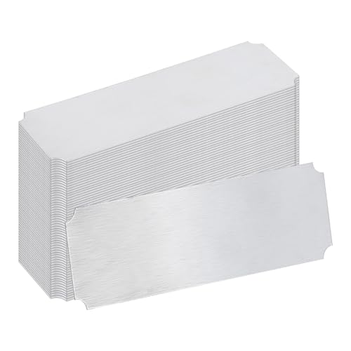 BENECREAT 60Pcs Aluminium Blank Tags, 7.5x2.5cm Aluminium Lasergravur Mount Metallplatte Rechteck Silber Aluminium Blank Blatt für Halskette Armband Hundemarken machen von BENECREAT