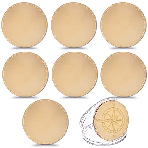 BENECREAT 8PCS 40mm Blank Eisen Challenge Coin mit Kunststoff-Acrylbox, Goldene Flache Runde Rohlinge für DIY Geburtstags Vatertag Geschenk von BENECREAT