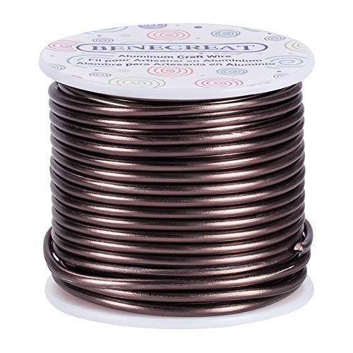 BENECREAT 9 Gauge/3mm Brown Jewelry Craft Wire 17m Anlaufbeständiger biegsamer Aluminium Sculpting Metalldraht für Schmuck Craft Perlenarbeiten von BENECREAT