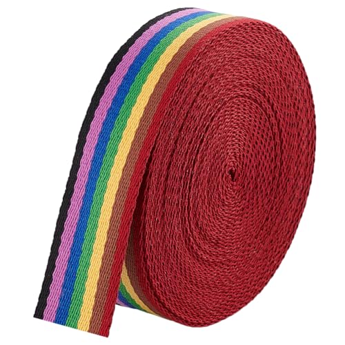 BENECREAT 9.14m/10 Yards Regenbogen gestreiftes Band, 38mm breite Baumwolle Gurtband flach Gurtband Regenbogen gestreiftes Muster für Kunsthandwerk DIY Geschenk Verpackung Hochzeit Party Dekoration von BENECREAT