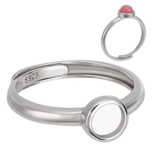 BENECREAT 925 Sterling Silber Runde Lünette Blank Cup Ring Einstellung, 5mm Runde Lünette Cup Blank einstellbare Ringe für die Schmuckherstellung von BENECREAT