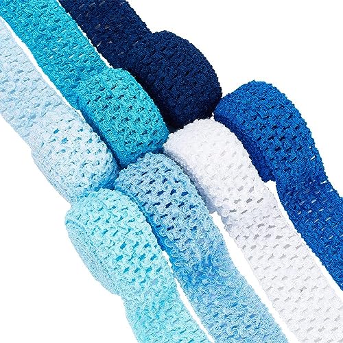 BENECREAT Elastisches Häkel-Stirnband, 12,7 m, 3,8 cm breit, blaues Band, gehäkelt, Stretch-Besatz für Haar-Accessoires, Tutus-Kleider und Geschenkverpackungen, 2,18 m/Rolle von BENECREAT