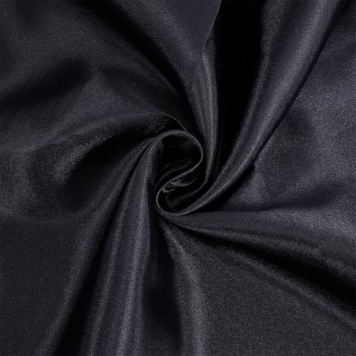 BENECREAT Glänzender Satin-Stoff, 4,5 m, 152,4 cm, Polyesterstoff, Tischdecke, Nähmaterial für Hochzeitskleid, Party, Hintergrund, Basteln, Schwarz von BENECREAT