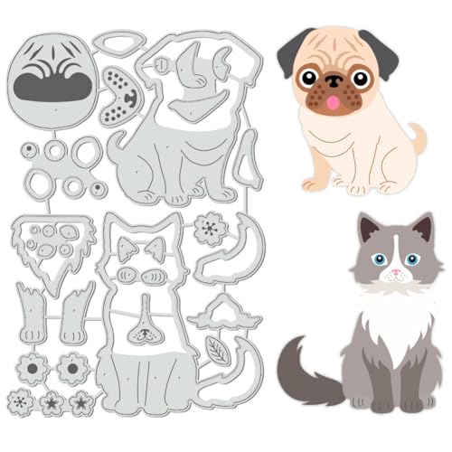 BENECREAT Haustier Hund & Katze Stanzformen, Großer Mops Muppets Kohlenstoffstahl Prägewerkzeug stanzt Metallschablonen für DIY Scrapbooking, Grußkarte, dekorative Prägung von BENECREAT