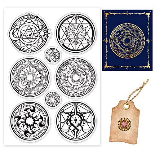 BENECREAT Magic Summoning Circle Clear Stamps, Round Compass Transparent Silicone Stamps for Card Making Decoration and DIY Scrapbooking Album, 6.3x4.3Inch von BENECREAT