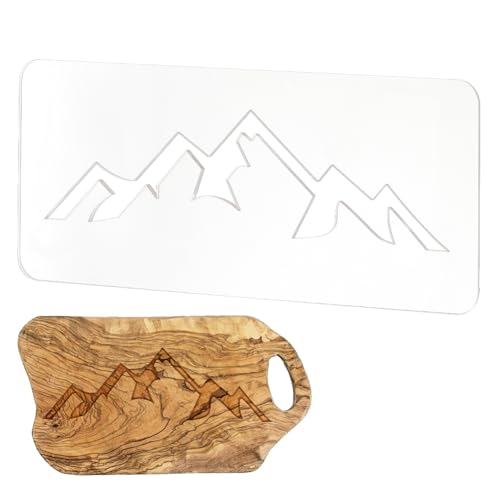 BENECREAT Mountain klare Acryl-Fräseinlageschablone, Holzbearbeitungsfräser-Schablone mit Schutzfolie zum Erstellen einzigartiger Einlagen in Schildern, Charcuterieplatten, 30 x 12,7 cm, 4,5 mm dick von BENECREAT