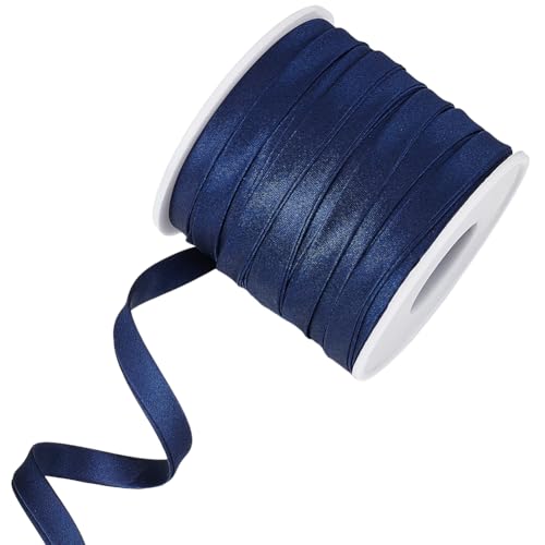 BENECREAT Preußischblaues Satin-Schrägband, 6 mm breit, doppelt gefaltet, Satin-Bindungsband für Cheongsam-Dekoration, Kleidung, Nähpaspelierung von BENECREAT