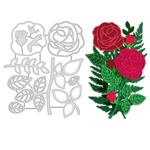 BENECREAT Rose Flower Metall Stanzformen, Blume Blatt Stanzformen Cut Schablonen 3D Metall Schablone Vorlage für DIY Handwerk Handgemachte Prägung Scrapbooking DIY Karte Handwerk Herstellung von BENECREAT