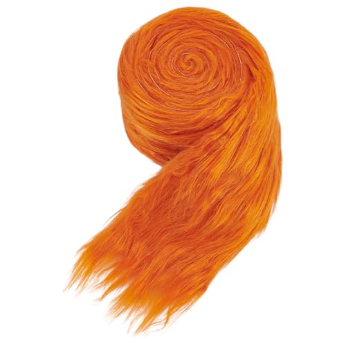 BENECREAT Orange Kunstpelz Stoff, Vorgeschnitten Polyester Streifen Handwerk Kunstpelz für Weihnachten Dekoration Cosplay Kostüm DIY Handwerk Gnome Bart Weihnachtsmann Haar Zwerg von BENECREAT