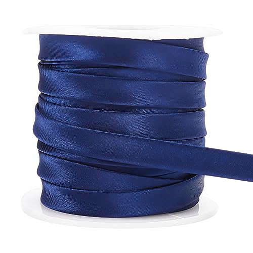 BENECREAT Schrägband aus Satin, 1 cm breit, doppelt gefaltet, für Cheongsam-Dekoration, Kleidung, Nahtpaspelierung, Dunkelblau, 13,5 m von BENECREAT