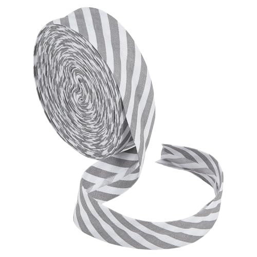 BENECREAT Schrägband mit dunkelgrau-weißen Streifen, 1,9 cm breit, gestreiftes Band aus Polyester-Twill, gestreiftes Paspelband für DIY, Kleidung, Nähen, Nähen, Paspeln, Quilten, 9 m von BENECREAT