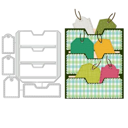 BENECREAT Stanzformen mit Etiketten-Motiv, Etikettenaufbewahrungsclip, Prägeschablonen für Kartenherstellung, DIY, Scrapbooking, Fotoalbum, dekorative Prägepapierkarte von BENECREAT