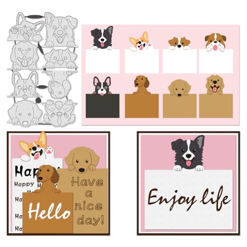 BENECREAT Verschiedene Welpen Stanzformen, Hund Kohlenstoffstahl Vorlage Metall Prägeschablonen für Papierkartenherstellung Dekoration DIY Scrapbooking Album Handwerk Heimdekoration von BENECREAT