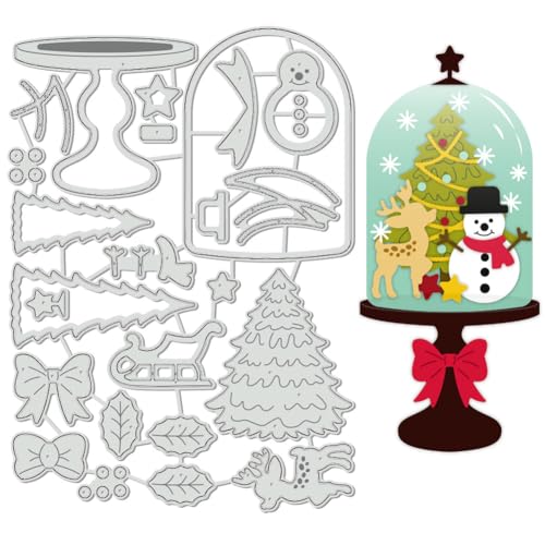 BENECREAT Weihnachten Glaskuppel Thema Schneideisen, Schneemann Weihnachtsbaum Kohlenstoffstahl Prägewerkzeug stanzt Metall Schablonen für DIY Scrapbooking, Fotoalbum, Dekorative Prägung von BENECREAT