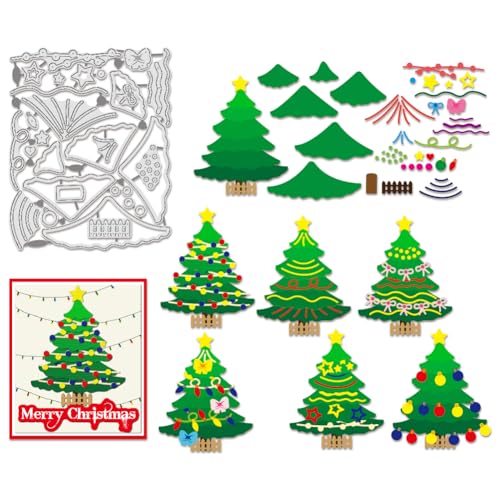 BENECREAT Weihnachtsbaum Schneiden stirbt Schablonen, Weihnachten Licht Kugeln Kohlenstoffstahl Prägewerkzeug stanzt Metall Schablone für DIY Scrapbooking, Fotoalbum, dekorative Prägung, 11x13.8cm von BENECREAT