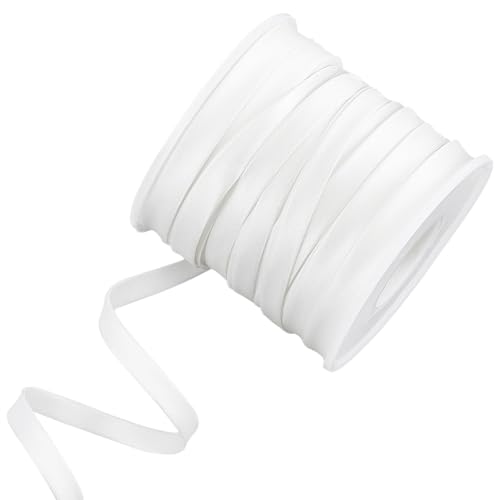 BENECREAT Weißes Polyester-Satin-Paspelband, 1,9 cm breit, doppelt gefaltet, Satin-Bindungsband, Polyester-Paspelborte mit Kordel zum Nähen von Kleidung, Besätzen von Polstern, 22,7 m von BENECREAT