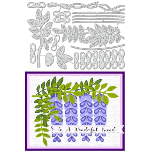 BENECREAT Wisteria Blume Stanzformen, Blatt Zweige Schablonen Blume dekorative Embossing Schablonen für Scrapbooking, Fotoalbum, Grußkarte machen, Papierprägung von BENECREAT