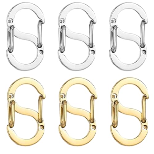 BEPSYOM 6 Stück Doppelöffnungs-Verkürzer-Verschluss, Halsketten-Verschluss, Verschlüsse, Edelstahl-S-Lock-Armband-Verbindungsstück, Halsketten-Clip DIY von BEPSYOM