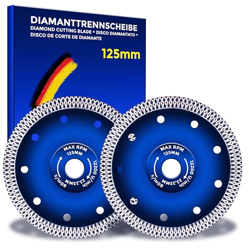 2 x BERGMANN ø 125mm X-Fine Profi Fliesenscheibe extra fein Diamantscheibe | für Fliesen Feinsteinzeug Keramik Diamanttrennscheibe Trennscheibe für Winkelschleifer von BERGMANN