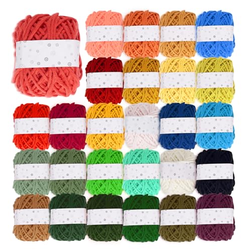 BESGEER Tuftinggarn-Set, 8-lagiges Tufting-Garn für Teppichherstellung, Acryl-Teppichgarn zum Tuften, Cut & Loop-Garn-Set, perfektes Tufting-Garn, Anfänger-Set für Erwachsene und Kinder, 27 Rollen x von BESGEER