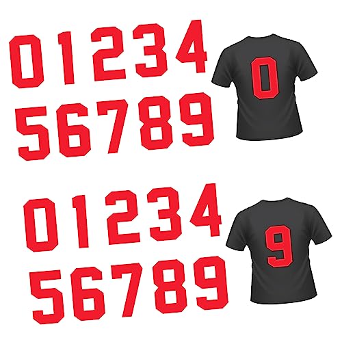 BESPORTBLE 20 Stück Aufbügelnummern Für T-Shirts - Zahlen 0 Bis 9 Weiche Trikotnummern Ideal Für Fußball Basketball Und Andere Teams in Leuchtendem Rot Perfekte Wärmeübertragung Für von BESPORTBLE