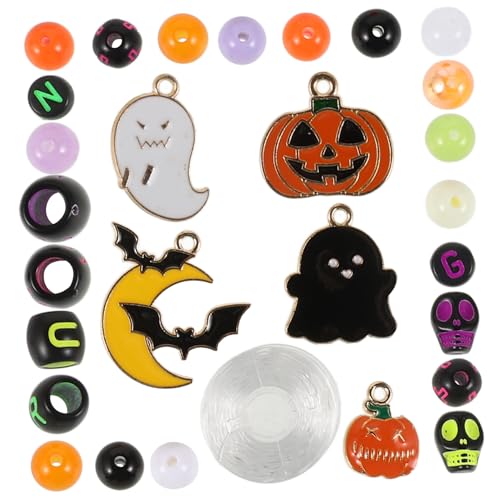 BESPORTBLE 24 Gitter Halloween-perlenherstellungs-sets, Fledermaus-charms, Geister-kürbis-charms, Perlenanhänger, Diy- -perlen Für Die Armbandherstellung, Zubehör von BESPORTBLE