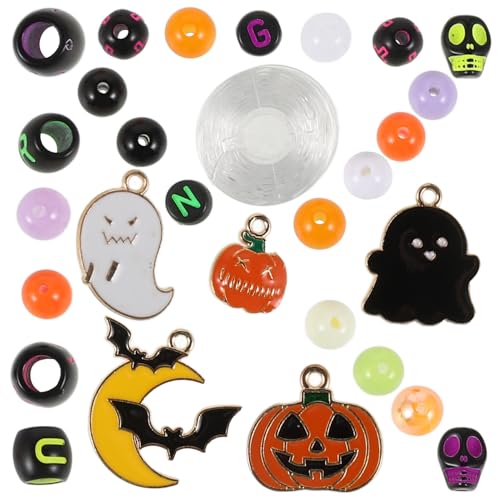 BESPORTBLE 24 Gitter Halloween-schmuckherstellungsset Mit Fledermaus-charms, Perlen-geister-charms, Kürbis-perlen, Sapcer-perlen, Charms Für Diy-bastelarbeiten Und Armbandzubehör von BESPORTBLE