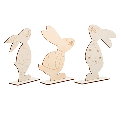 BESPORTBLE 3St Hasenschmuck aus Holz Ostern mitgebsel Easter zu Ostern für Ostern holzfiguren Menschen Kaninchen Holzschmuck für das Kunsthandwerk Cartoon-Schmuck von BESPORTBLE