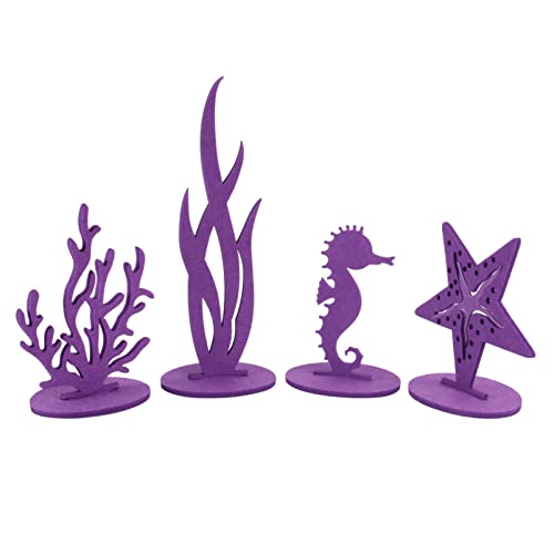 BESPORTBLE 4 Stücke unter Meer Party Decor DIY Filz Tisch Mittelstück Künstliche Koralle Seahorse Figur Unterwasser Meer Pflanze Tier Statue Für Meerjungfrau Theme Baby Shower Party Lila von BESPORTBLE