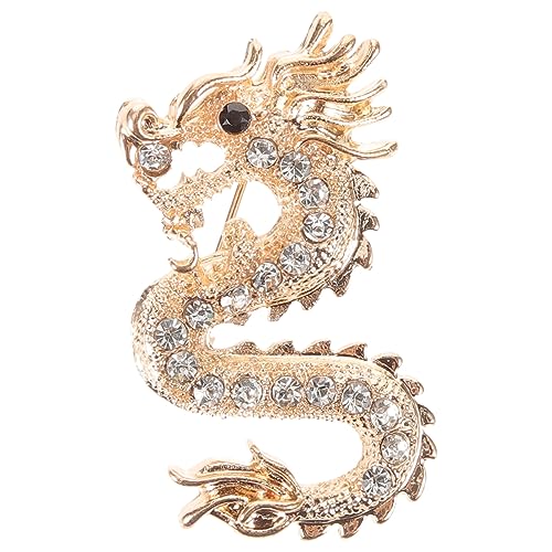 BESPORTBLE Chinesischer Drache-Pin Strass-Drachen-Brosche Anstecknadel Neuheit Tierkreiszeichen-Brosche Dekorativer Pin Kleidung Hut Tasche Zubehör Golden von BESPORTBLE