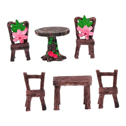 BESPORTBLE Zubehör 6er-Pack Miniatur-Tisch Und Stühle Aus Kunstharz Gartenmöbel Ornamente Für Jungen Und Mädchen Fantasie Von Erwachsenen von BESPORTBLE