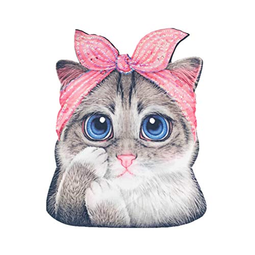 BESPORTBLE Katze Transfer Patch Cartoon Tier Gedruckt Stickerei Nähapplikation Aufkleber Paste für Wäsche Jacke T-Shirt (Rosa Bogen Katze) von BESPORTBLE