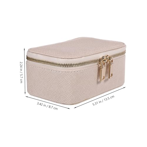 BESPORTBLE Kleine Reise Schmuckschatulle Aus PU Leder Beige Aufbewahrungsbox Für Ohrringe Halsketten Und Ringe Tragbare Schmuckbox Für Damen Und Mädchen Mit Samtiger Innenausstattung von BESPORTBLE