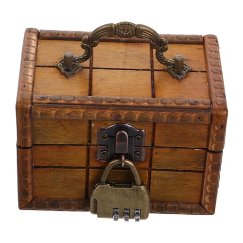 BESPORTBLE Vintage Aufbewahrungsbox Aus Holz Mit Schloss Dekorative Schmuckschatulle Im Antiken Design Kleine Schatztruhe Für Andenken Und Schmuck Perfekte Deko Box von BESPORTBLE