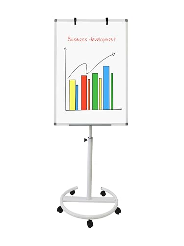 Mobiles Whiteboard, mobiles Whiteboard, groß, höhenverstellbar, um 360° drehbar, doppelseitig, trocken abwischbar, magnetisch, Whiteboard auf Rädern, tragbare Staffelei mit Ständer, mobiles Whiteboard von BEST BOARD