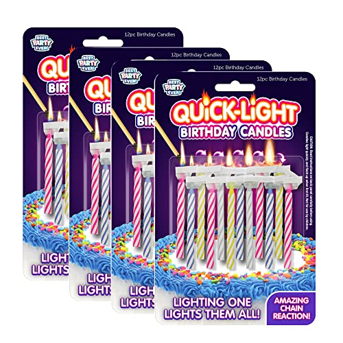 BEST PARTY EVER! Quick Light Geburtstagskerzen, 4er-Pack (48 Kerzen) von BEST PARTY EVER!