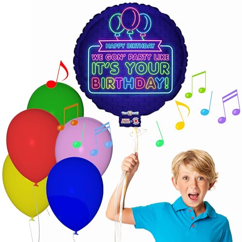 BEST PARTY EVER! Tune-A-Loons singendes Happy Birthday Ballon-Set, riesiger 68,6 cm Mylar-Ballon singt "In Da Club" von 50 Cent von BEST PARTY EVER!