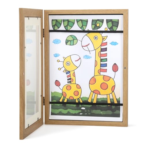 BESTOOL Frontöffnung Bilderrahmen für Kinderzeichnungen, Befüllbar Kinder Kunst Fotorahmen, Kids Art Frame Holz für A4 (Holz) von BESTOOL