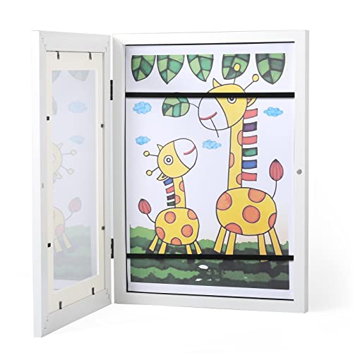 BESTOOL Frontöffnung Bilderrahmen für Kinderzeichnungen, Befüllbar Kinder Kunst Fotorahmen, Kids Art Frame Holz für A4 (Weiß) von BESTOOL