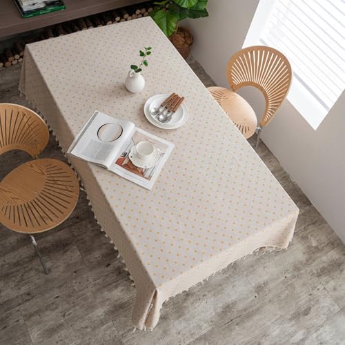 BESTORI Leinenoptik Tischdecke Abwaschbar Rechteckig Tischtuch Elegant Schmutzabweisend Tischwäsche für Esszimmer, Hochzeiten, Haus Deko, Gelb 1, 140 x 140cm von BESTORI