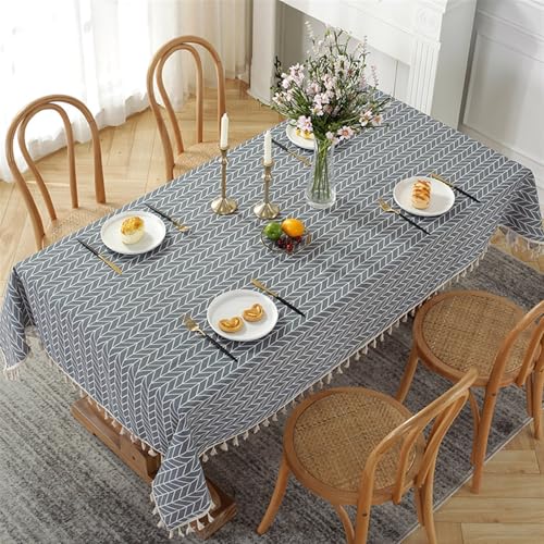 BESTORI Leinenoptik Tischdecke Abwaschbar Rechteckig Tischtuch Elegant Schmutzabweisend Tischwäsche für Esszimmer, Hochzeiten, Haus Deko, Grau 1, 140 x 140cm von BESTORI