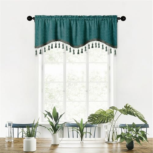 BESTORI Scheibengardine Blickdicht Bistrogardine Verdunkelung Fensterschal Kurzgardine Kurze Gardine für Küche Wohnzimmer Landhaus Grün, 150 x 40 cm(B x H) von BESTORI