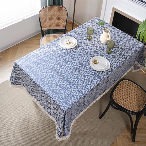 BESTORI Tischdecke Leinenoptik Abwaschbar Kratzfest Tischtuch für Esstisch Fleckabweisend Tischdecken für Esszimmer Hochzeiten Küche Party, Blau 3, 60 x 60cm von BESTORI