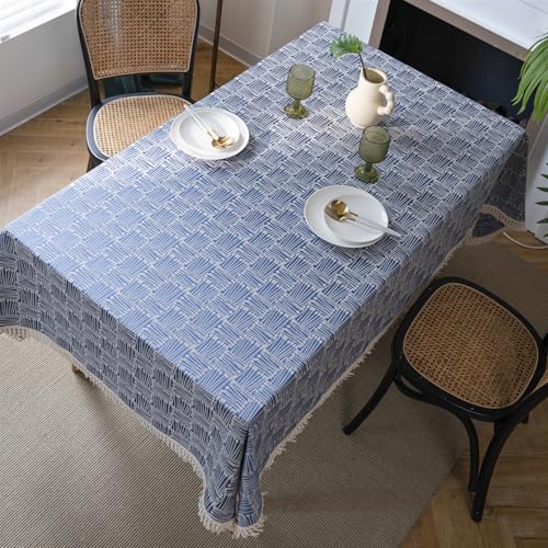 BESTORI Tischdecke Leinenoptik Abwaschbar Kratzfest Tischtuch für Esstisch Fleckabweisend Tischdecken für Esszimmer Hochzeiten Küche Party, Blau 4, 60 x 60cm von BESTORI