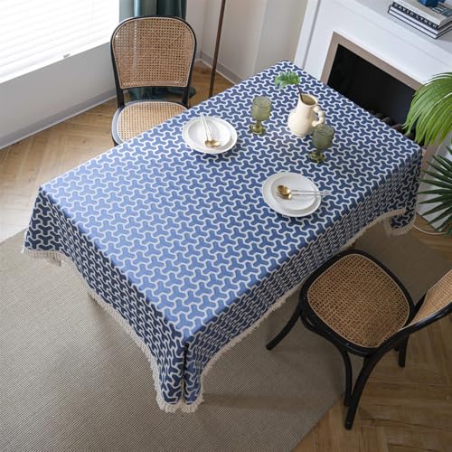 BESTORI Tischdecke Leinenoptik Abwaschbar Kratzfest Tischtuch für Esstisch Fleckabweisend Tischdecken für Esszimmer Hochzeiten Küche Party, Blau 5, 90 x 90cm von BESTORI