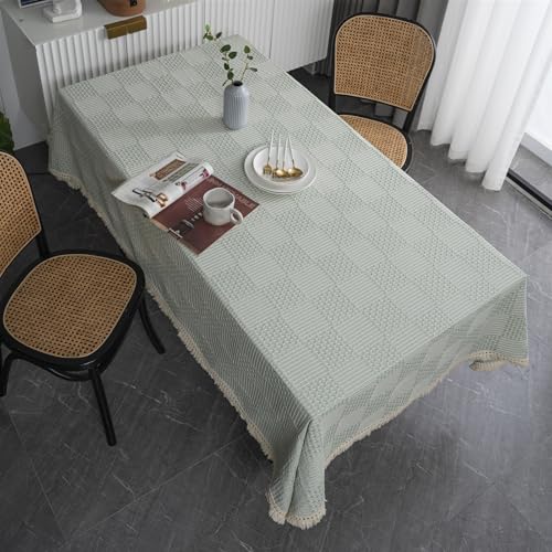 BESTORI Tischdecke Leinenoptik Abwaschbar Kratzfest Tischtuch für Esstisch Fleckabweisend Tischdecken für Esszimmer Hochzeiten Küche Party, Grün 1, 140 x 260cm von BESTORI