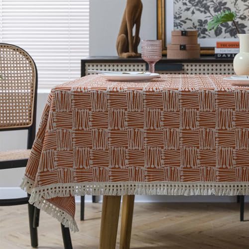 BESTORI Tischdecke Leinenoptik Abwaschbar Kratzfest Tischtuch für Esstisch Fleckabweisend Tischdecken für Esszimmer Hochzeiten Küche Party, Orange 3, 90 x 90cm von BESTORI